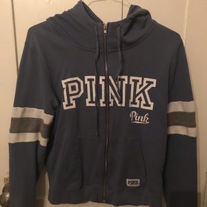 Blue Zip up sweater by Pink